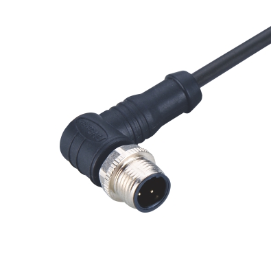 M12 B-coding Male Angled Connector, Molded Cable, Shielded, Contacts: 4, IP67/IP68/IP69K