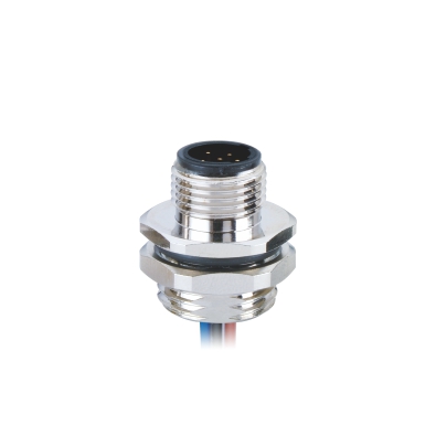 M12 C-coding Male Straight Connector, Solder Panel Mount, Rear fastened, M16x1.5, Unshielded, Contacts: 3, IP67/IP68