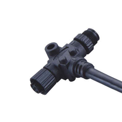 M12 T-Splitter, Male-Female, A-coding, Plastic fix screw, Molded Cable, Contacts: 4, Unshielded, IP67 / IP68