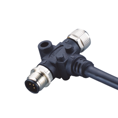 M12 T-Splitter, Male-Female, B-coding, Fix screw, Molded Cable, Contacts: 5, Unshielded, IP67 / IP68