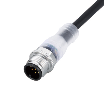 M12 A-coding Male Straight Connector, Molded Cable, with LED Indicator, PNP, Unshielded, Contacts: 5, IP67