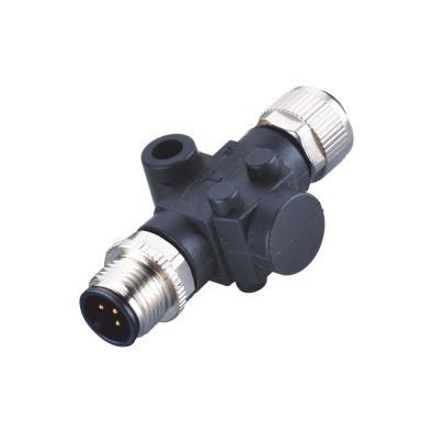 M12 I-Adapter, Male-Female, B-coding, Fix screw, Contacts: 5, Unshielded, IP67 / IP68