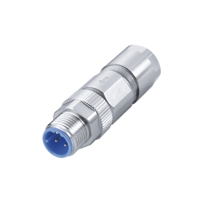M12 A-coding Male Straight Connector, Field Wirable Assembly, Crimp, Shielded, Front fastened, Contacts: 5, IP67/IP68