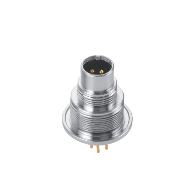 M9 Male A-coding Straight Connector, PCB Panel Mount, Front fastened, Contacts: 3, Unshielded, IP67