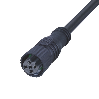 M12 A-coding Female Straight Connector, Molded Cable, Plastic, Unshielded, Contacts: 17, IP67/IP68