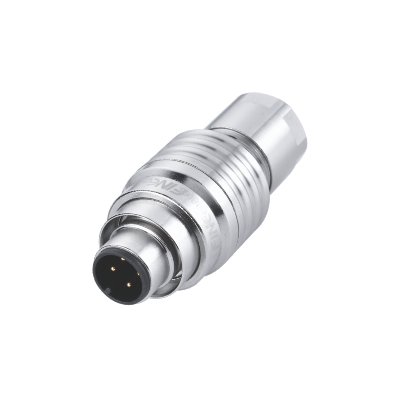 M12 A-coding Male Straight Connector, Field Wirable Assembly, Push-pull, Shielded, Front fastened, Contacts: 4, IP67