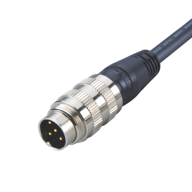 M16 Male Straight Connector, Molded Cable, Contacts: 2, Shielded, IP65/IP67