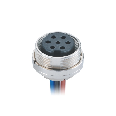 M16 Female Straight Connector, Panel Mount, Die-cast Screw, Solder, Front fastened, Contacts: 12, Unshielded, IP65/IP67