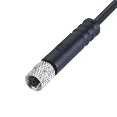 M5 Female Straight Connector, Molded Cable, Contacts: 3, Shielded, IP67