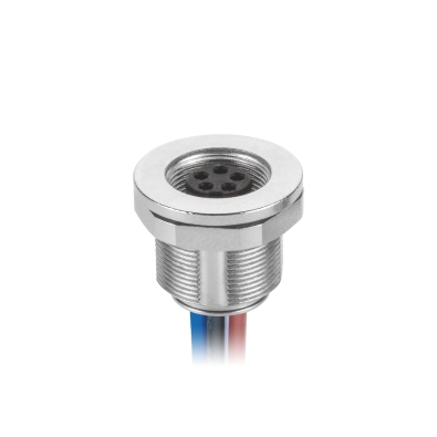 M9 Female A-coding Straight Connector, Solder Panel Mount, Rear fastend, Contacts: 5, Unshielded, IP67