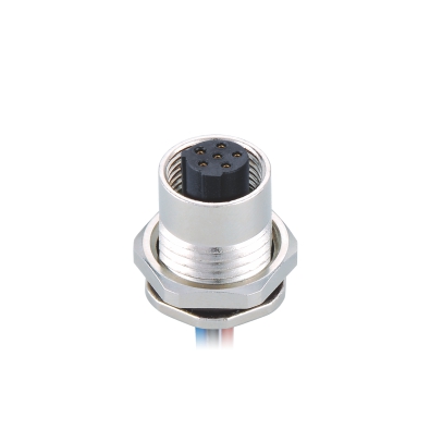 M12 C-coding Female Straight Connector, Solder Panel Mount, Die-cast Screw, Front fastened, PG9, Unshielded, Contacts: 5, IP67/IP68