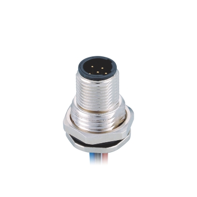 M12 C-coding Male Straight Connector, Solder Panel Mount, Die-cast Screw, Front fastened, PG9, Unshielded, Contacts: 5, IP67/IP68