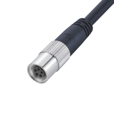 M9 Female A-coding Straight Connector, Molded Cable, Contacts: 2, Shielded, IP67