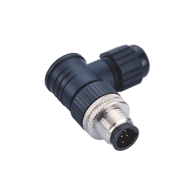 M12 A-coding Male Angled Connector, Field Wirable Assembly, Solder, Unshielded, Front fastened, Contacts: 3, IP67/IP68