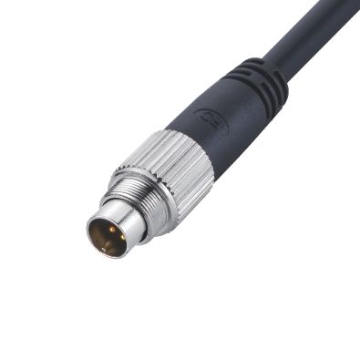 M9 Male A-coding Straight Connector, Molded Cable, Contacts: 2, Shielded, IP67