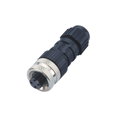 M12 A-coding Female Straight Connector, Field Wirable Assembly, Solder, Unshielded, Front fastened, Contacts: 8, IP65