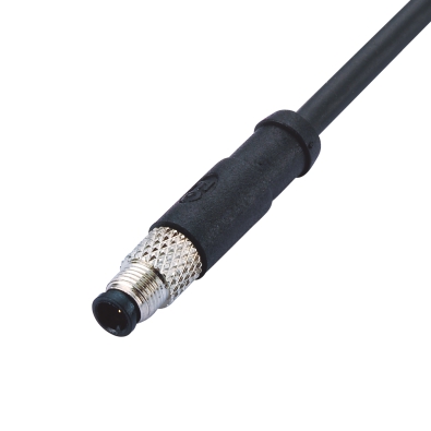 M5 Male Straight Connector, Molded Cable, Contacts: 3, Unshielded, IP67