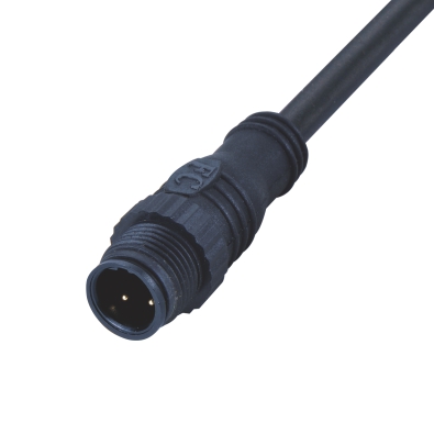 M12 A-coding Male Straight Connector, Molded Cable, Plastic, Unshielded, Contacts: 5, IP67/IP68