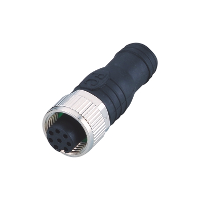 M12 Female B-coding Straight Terminator, Contacts: 4, Unshielded, IP67 / IP68