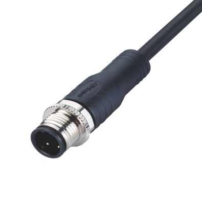 M12 A-coding Male Straight Connector, Molded Cable, Shielded, Contacts: 3, IP67/IP68/IP69K