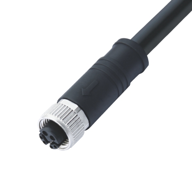 M12 Y3-coding Female Straight Connector, Molded Cable, Shielded, Contacts: 6, IP67