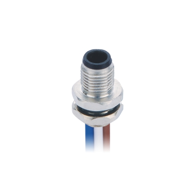 M5 Male Straight Connector, Solder Panel Mount, Rear Fastened, Contacts: 3, Unshielded, IP67
