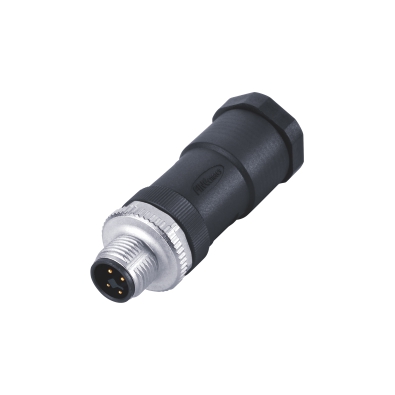 M12 T-coding Male Straight Connector, Field Wirable Assembly, Screw joint, PG9, Unshielded, Front fastened, Contacts: 2, IP67/IP68