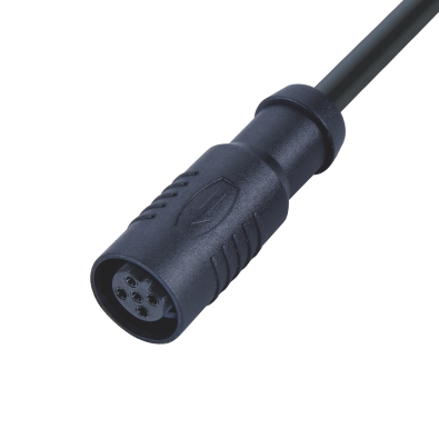 M12 A-coding Female Straight Connector, Molded Cable, Snap-in, Unshielded, Contacts: 5, IP65