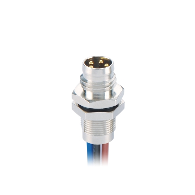 M8 Female A-coding Straight Connector, Solder Panel Mount, Contacts: 3, Unshielded, IP67 / IP65, UL Listed: CYJV(CYJV7).E321413