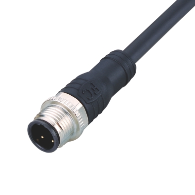 M12 A-coding Male Straight Connector, Molded Cable, Unshielded, Contacts: 17, IP67/IP68/IP69K