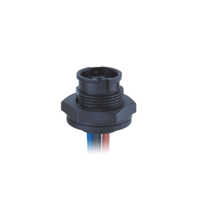 M12 Quick-lock Female Straight Connector, Solder Panel Mount, Front fastened, Unshielded, Contacts: 4, IP65/IP67/IP68