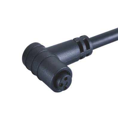 M8 Female A-coding Angled Connector, Snap-in Molded Cable, Contacts: 3, Unshielded, IP67 / IP65
