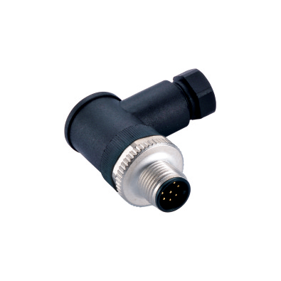 M12 A-coding Male Angled Connector, Field Wirable Assembly, Screw joint, Die-cast Screw/Nut, Front fastened, Unshielded, PG9, Contacts: 5, IP67/IP68