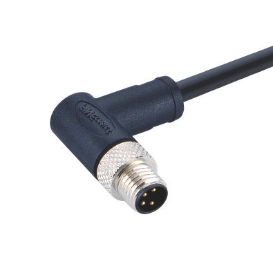 M8 Male A-coding Angled Connector, Molded Cable,  Contacts: 6, Shielded, IP67, UL Listed: CYJV(CYJV7).E321413
