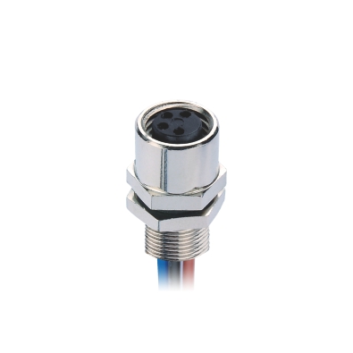 M8 Female A-coding Straight Connector, Solder Panel Mount, Rear fastend, Contacts: 4, Unshielded, IP67, UL Listed: CYJV(CYJV7).E321413