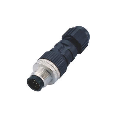 M12 C-coding Male Straight Connector, Field Wirable Assembly, Solder, Unshielded, Front fastened, Contacts: 3, IP65