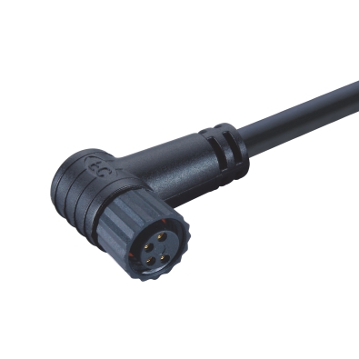 M8 Female A-coding Angled Connector, Plastic Molded Cable,  Contacts: 6, Unshielded, IP67