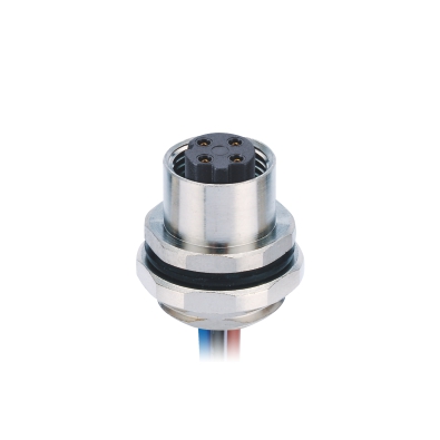M12 B-coding Female Straight Connector, Solder Panel Mount, Rear fastened, PG9, Unshielded, Contacts: 3, IP67 / IP68