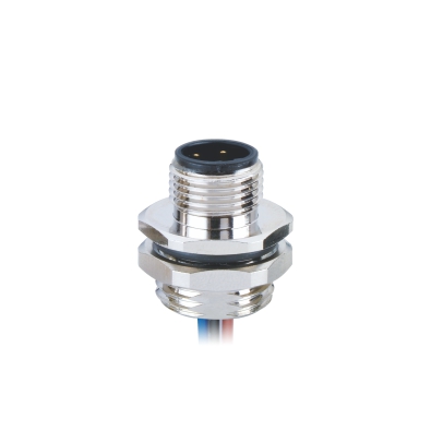 M12 B-coding Male Straight Connector, Solder Panel Mount, Rear fastened, PG9, Unshielded, Contacts: 3, IP67 / IP68