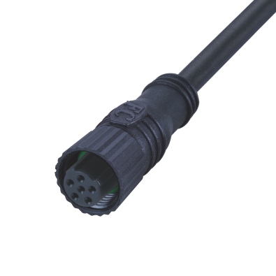 M12 C-coding Female Straight Connector, Molded Cable, Plastic, Unshielded, Contacts: 4, IP67/IP68