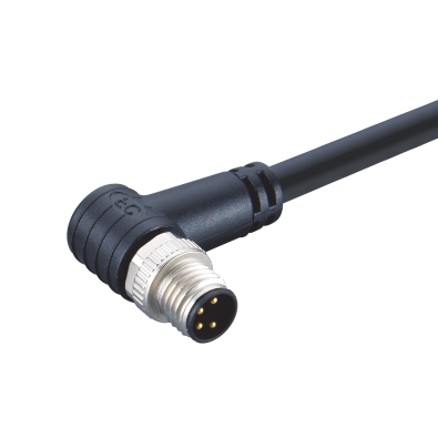 M8 Male A-coding Angled Connector, Molded Cable,  Contacts: 3, Unshielded, IP67, UL Listed: CYJV(CYJV7).E321413
