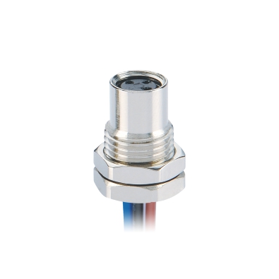M8 Female A-coding Straight Connector, Solder Panel Mount, Front fastend, Contacts: 3, Unshielded, IP67, UL Listed: CYJV(CYJV7).E321413