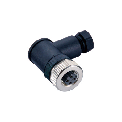 M12 B-coding Female Angled Connector, Field Wirable Assembly, Screw joint, Die-cast Screw/Nut, Front fastened, Unshielded, PG9, Contacts: 5, IP67/IP68