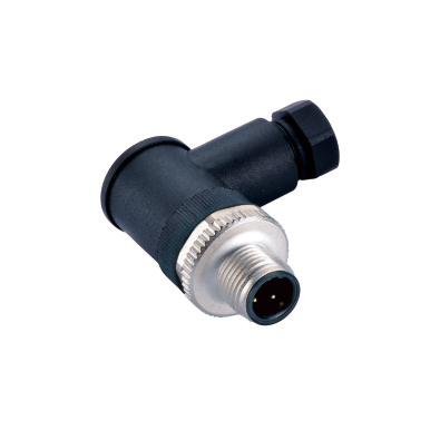 M12 B-coding Male Angled Connector, Field Wirable Assembly, Screw joint, Die-cast Screw/Nut, Front fastened, Unshielded, PG9, Contacts: 3, IP67/IP68