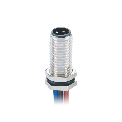 M8 Male A-coding Straight Connector, Solder Panel Mount, Front fastend, Contacts: 6, Unshielded, IP67, UL Listed: CYJV(CYJV7).E321413