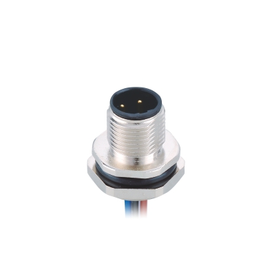 M12 B-coding Male Straight Connector, Solder Panel Mount, Die-cast Screw, Rear fastened, PG9, Unshielded, Contacts: 4, IP67 / IP68