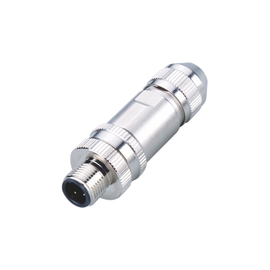 M12 B-coding Male Straight Connector, Field Wirable Assembly, Screw joint, Shielded, Front fastened, Contacts: 3, IP67/IP68