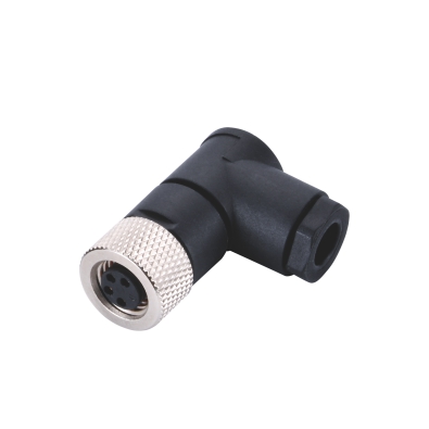 M8 Female A-coding Angled Connector, Solder Field Wirable Assembly,  Contacts: 4, Unshielded, IP67