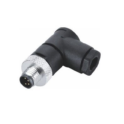 M8 Male A-coding Angled Connector, Solder Field Wirable Assembly,  Contacts: 3, Unshielded, IP67