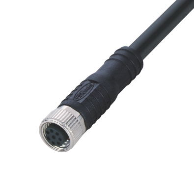 M8 Female A-coding Straight Connector, Molded Cable,  Contacts: 6, Unshielded, IP67, UL Listed: CYJV(CYJV7).E321413